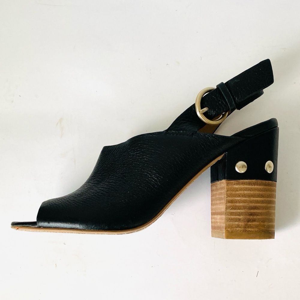 Anthropologie Marc Fisher LTD Waleis Slingback Heels Black sz 8 Boho Chic Urban